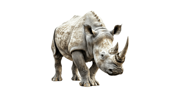 Rhinoceros walking across a plain during daylight png