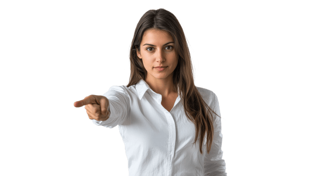 Woman standing confidently while pointing forward png