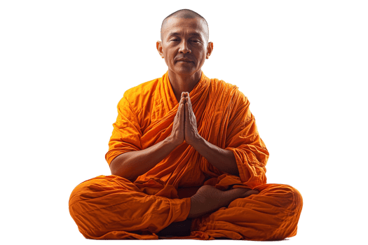 Monk practicing meditation in serene posture png