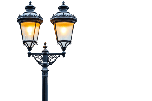 Elegant street lamp illuminating a quiet evening png