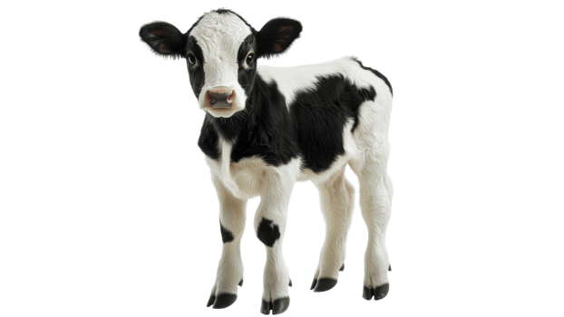 Black and white calf on white background png