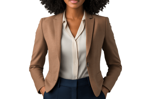 Professional woman posing in business attire png
