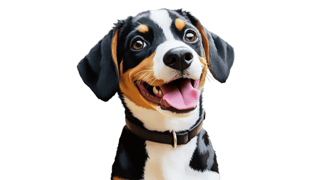 Joyful dog with bright, playful eyes png