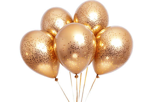 Gold balloons brighten the festive air png