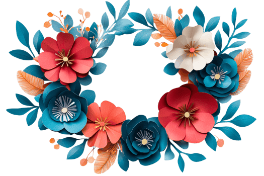 Elegant paper flower wreath for decor png
