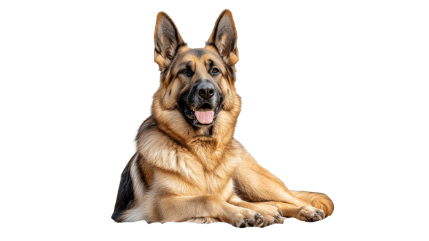 Joyful German shepherd on white png