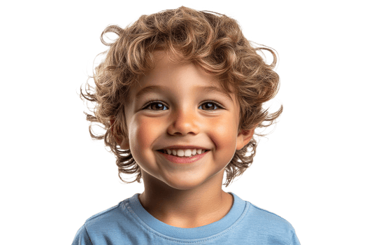Happy child with curly hair smiling brightly png