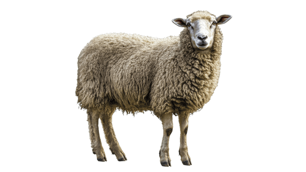 Brown sheep standing on a white background png