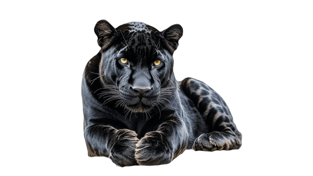 Black panther lounging and watching png