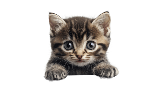 Little kitten with big blue eyes looking curiously png