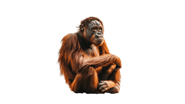 Orangutan sitting calmly in a natural pose png