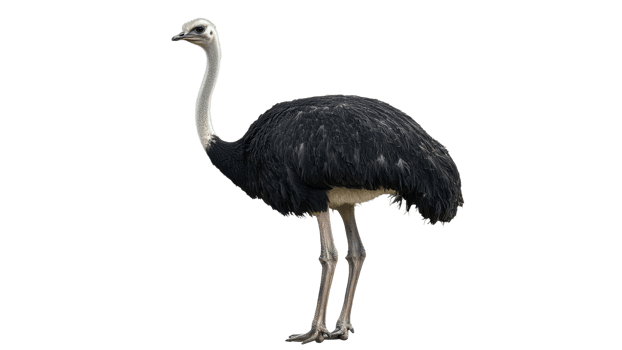 Strutting ostrich on a white background png