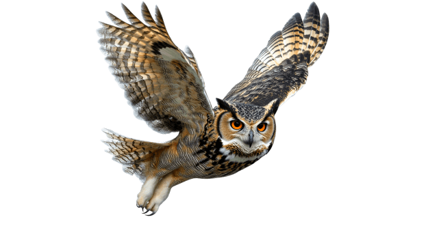 Majestic owl in mid flight captures attention png