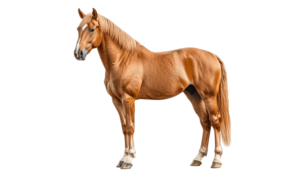 Chestnut horse standing in a studio setting png