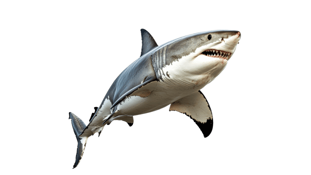 Great white shark breaching near the ocean surface png