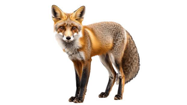 Beautiful red fox standing confidently in nature png