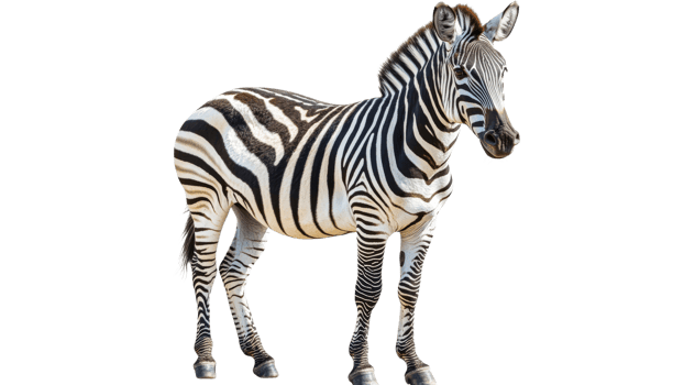 Zebra posing naturally on white background png