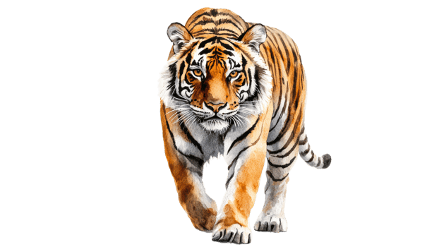 Tiger striding boldly through the land png