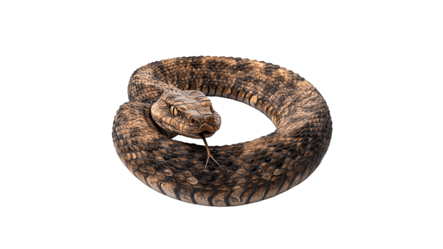 Detailed coiled snake with realistic scales png