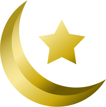Golden crescent moon symbol png