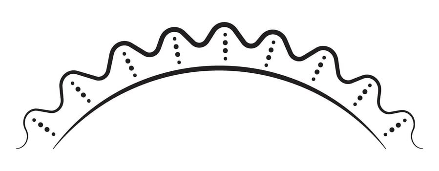 Half of sun on the horizon, skyline view, monochrome black line illustration vector