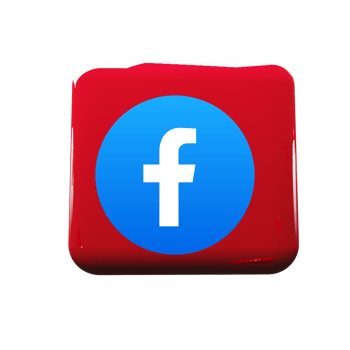 Facebook logo on red square button flat png