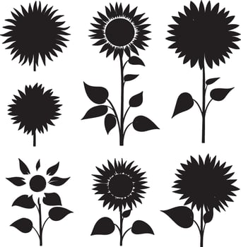 sunflower silhouettes set vector