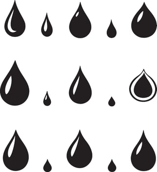 A collection of water drop icons illustration. vector