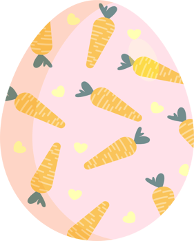 easter egg with carrot and leaves with soft pastel color pink on transparent background png