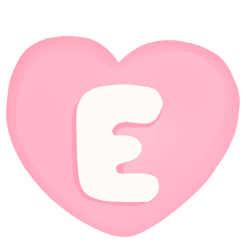 Heart with letter E on transparent background png