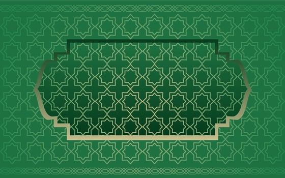 An islamic background with a green and gold pattern vector