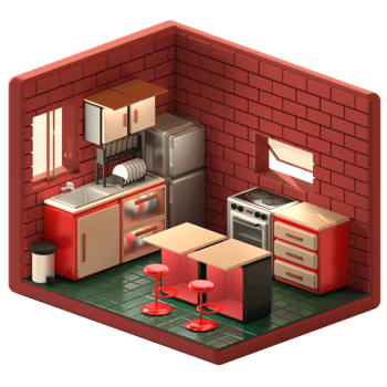 3D Isometric Kitchen png