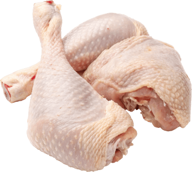 Uncooked Chicken Leg Quarters on White Background with Detailed View png