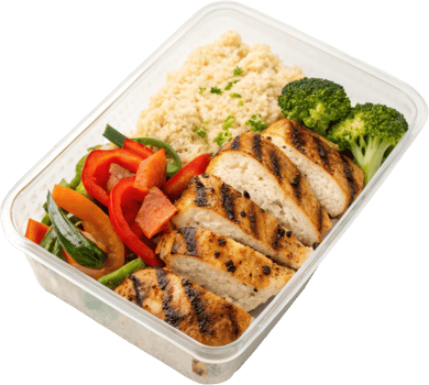 Delicious Grilled Chicken Meal Prep with Steamed Broccoli and Fragrant Rice png
