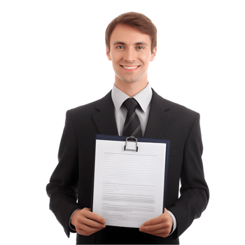 Bank manager presenting financial report in office setting professional environment close-up view business concept png