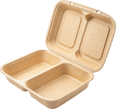 Empty eco friendly disposable food packaging tray or container made of natural brown cardboard png