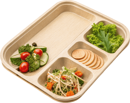 Eco Friendly Meal Tray with Fresh Salad and Vegetables in Sustainable Packaging for Healthy Eating png