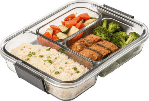 A Multi Meal Prep Container with Balanced Nutrition for Healthy Eating on the Go png