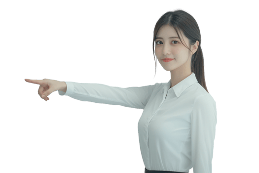 Woman pointing at something png