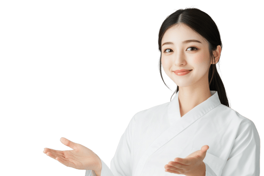 Japanese girl in kimono showing something for your design isolate on transparent background png