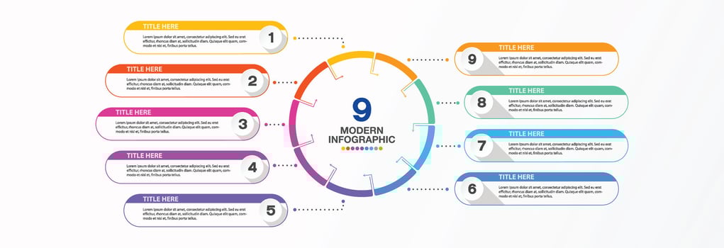 Infographic for presentation, 9 process. vector
