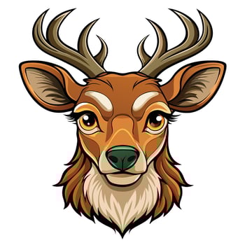 deer head with horns and antlers white, background vector