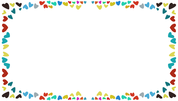 colorful hearts border on transparent background png