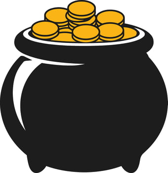 Lucky Pot of Gold Coins - Wealth, Prosperity, and Fortune vector