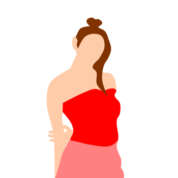 A woman in a red dress standing with her hands on her hips png