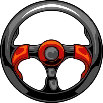 steering wheel on an isolated background in black and red colors cartoon illustration vector