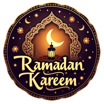 ramadan kareem logo with moon and stars png