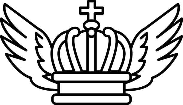 crown with a cross on top and wings on either side vector