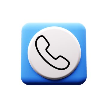 A phone icon on a blue square flat png