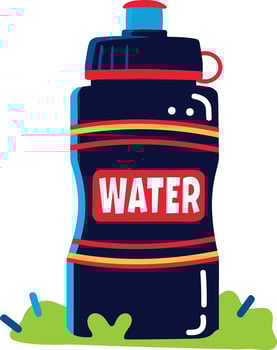 Flat sticker depicting a sports water bottle vector